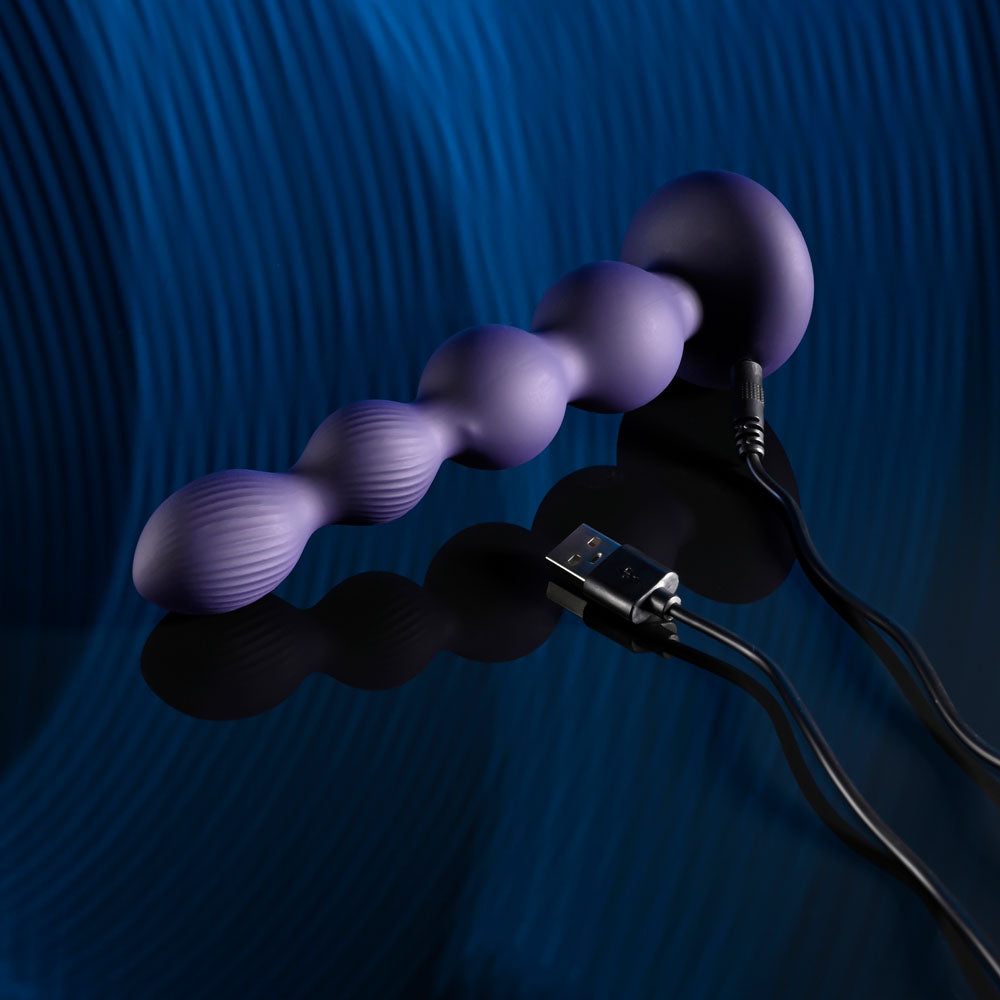 Evolved PLEASURE ORBIT - Navy  17.8 cm USB Rechargeable Twirling & Vibrating Anal Beads with Remote