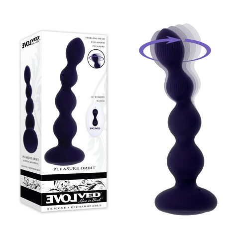 Evolved PLEASURE ORBIT Navy 17.8 cm USB Vibrating Anal Beads Blue Beads
