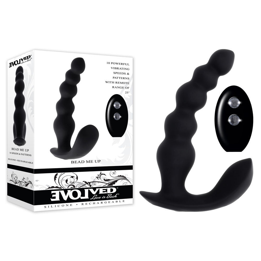 Evolved BEAD ME UP - 16.8 cm USB Rechargeable Vibrating Anal Beads with Wireless Remote Black ANAL TOYS