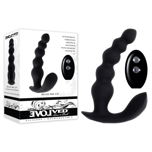Evolved BEAD ME UP - 16.8 cm USB Rechargeable Vibrating Anal Beads with Wireless Remote Black ANAL TOYS