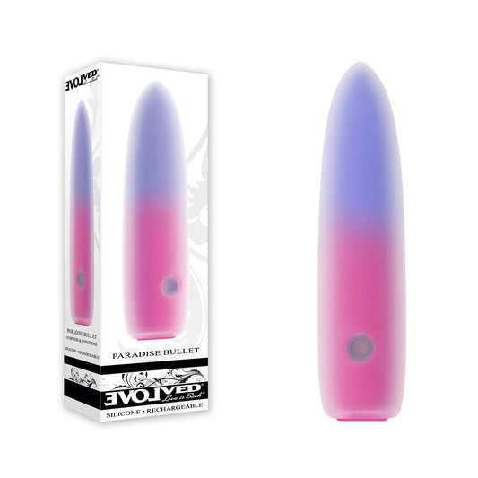 Evolved PARADISE BULLET - Pink/Purple 10.2 cm USB Rechargeable Bullet Coloured BULLETS & EGGS