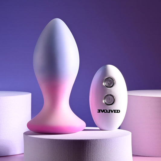 Evolved PARADISE PLUG - Pink/Purple 10.5 cm USB Rechargeable Vibrating Butt Plug with Wireless Remote ANAL TOYS