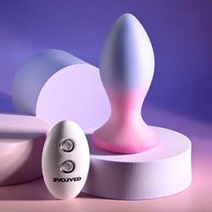 Evolved PARADISE PLUG - Pink/Purple 10.5 cm USB Rechargeable Vibrating Butt Plug with Wireless Remote ANAL TOYS