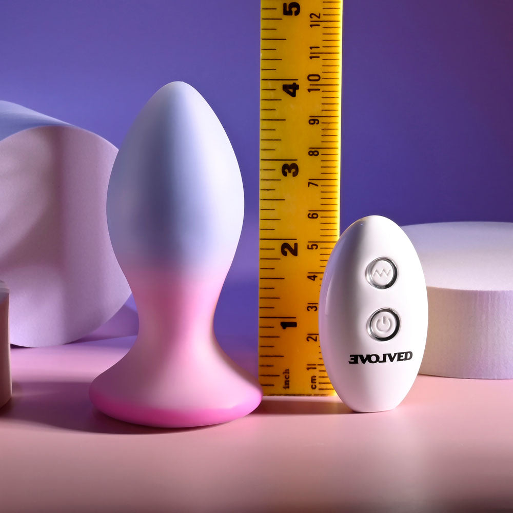 Evolved PARADISE PLUG - Pink/Purple 10.5 cm USB Rechargeable Vibrating Butt Plug with Wireless Remote ANAL TOYS