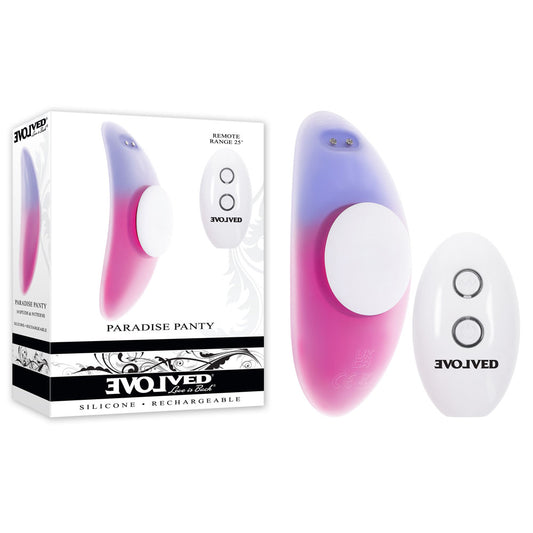 Evolved PARADISE PANTY - Pink/Purple USB Rechargeable Panty Vibrator with Remote Control Coloured STIMULATORS