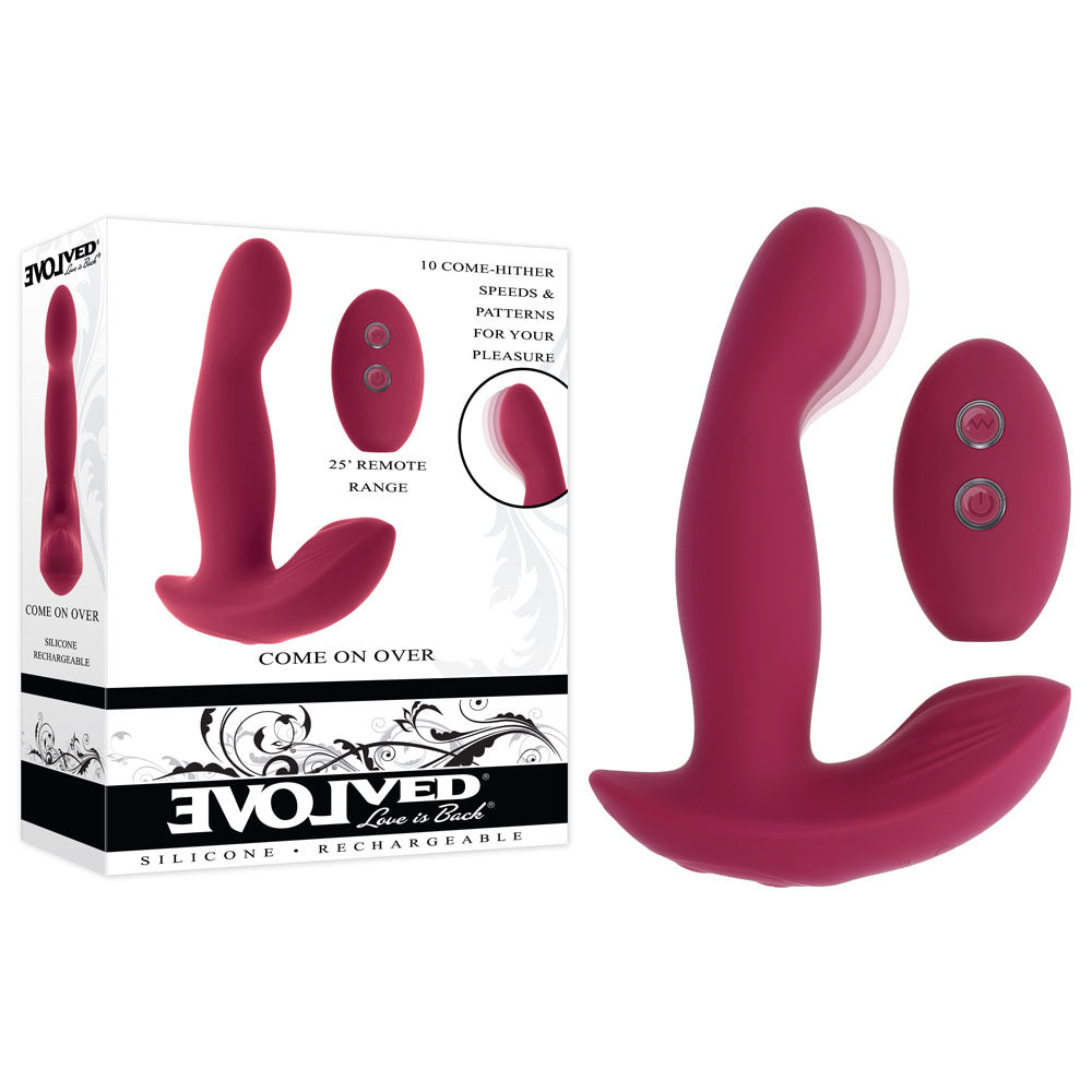 Evolved COME ON OVER - Burgundy 15.9 cm USB Rechargeable Vibrator with Wireless Remote Red > Vibrators > G-Spot