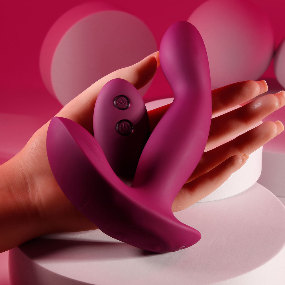Evolved COME ON OVER - Burgundy  15.9 cm USB Rechargeable Vibrator with Wireless Remote Secondary image