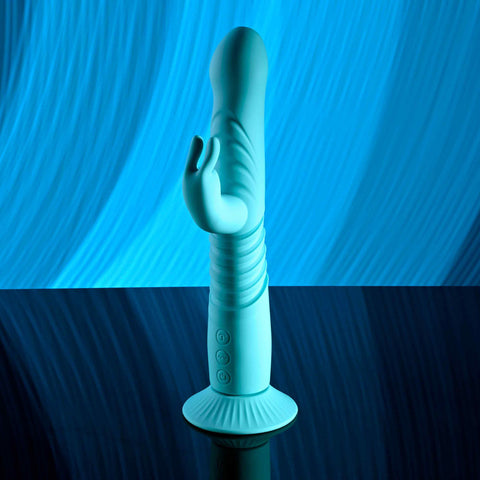 Evolved BUNNY HOP Teal 25.1 cm Thrusting Rabbit Vibrator > Vibrators > Ladies > Rabbit