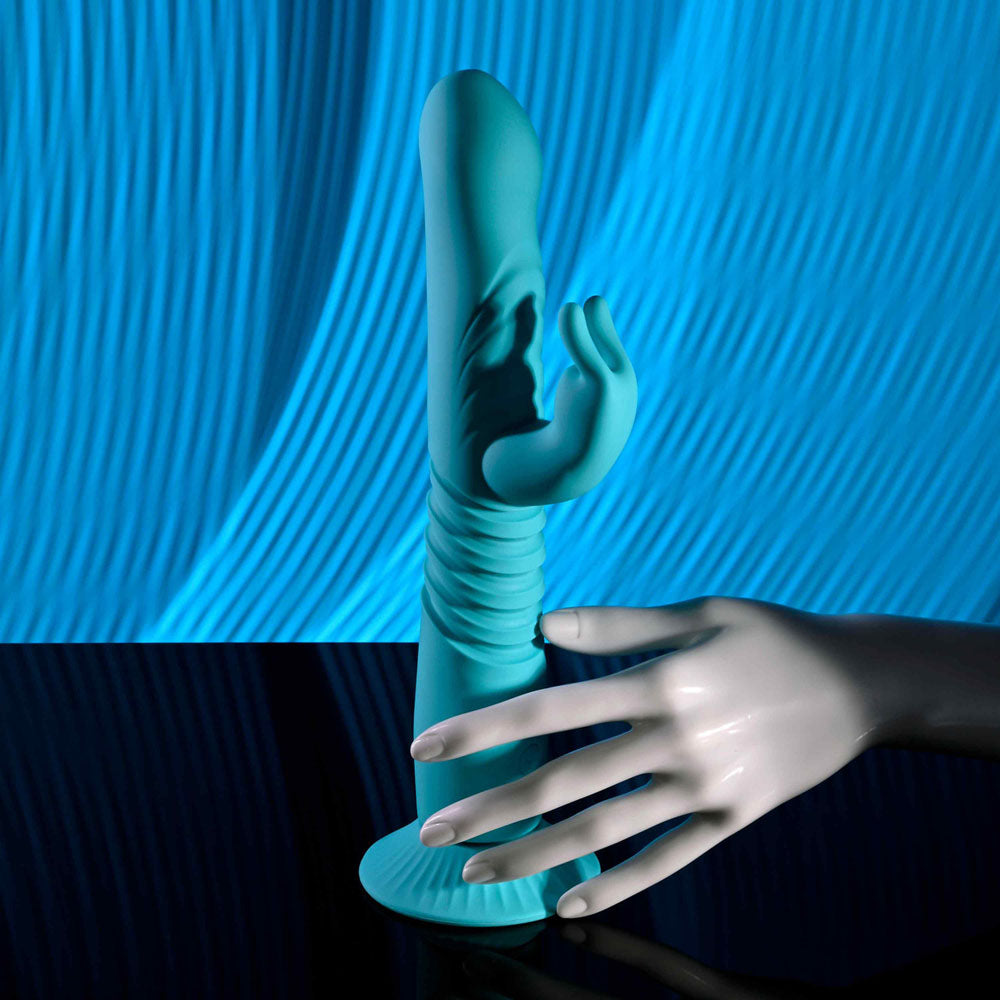 Evolved BUNNY HOP Teal 25.1cm Thrusting Rabbit Vibrator > Vibrators > Ladies > Rabbit