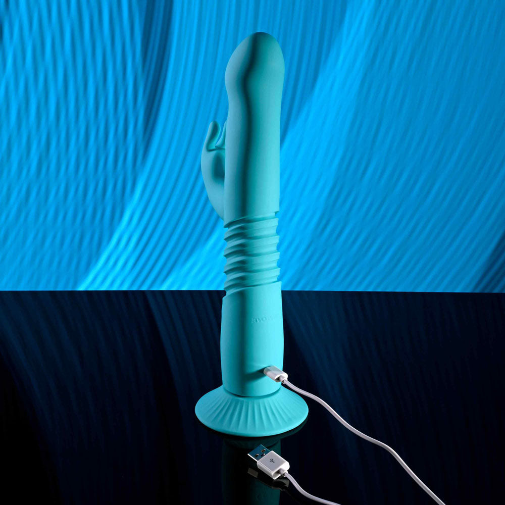 Evolved BUNNY HOP Teal 25.1 cm Thrusting Rabbit Vibrator > Vibrators > Ladies > Rabbit