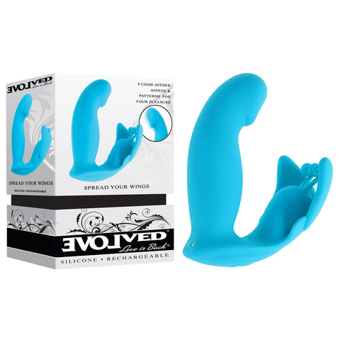 Evolved SPREAD YOUR WINGS Blue USB Rechargeable Butterfly Vibrator 12.6cm Default Title Panty Vibrators