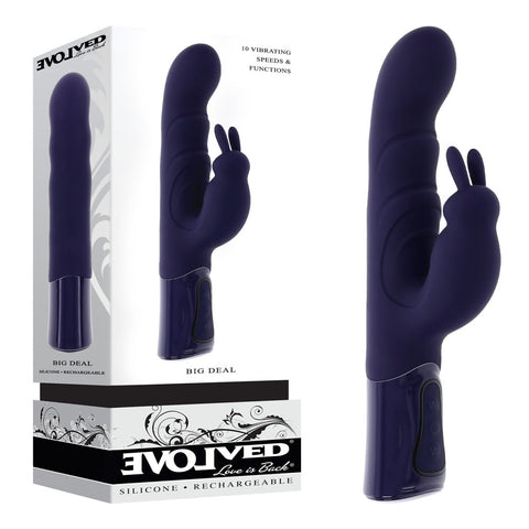 Evolved Big Deal 25.7 cm USB Rechargeable Rabbit Vibrator Purple VIBRATORS-RABBIT
