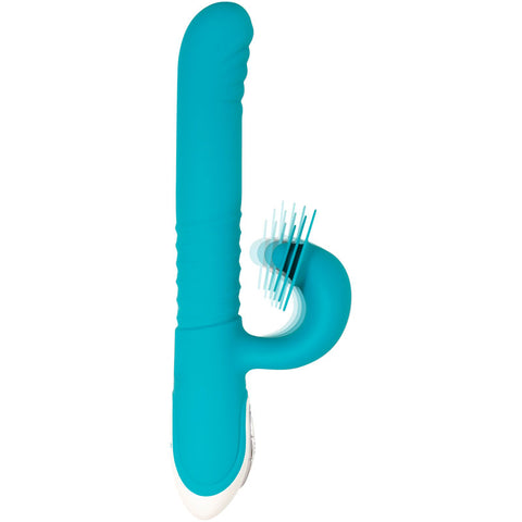 Evolved The Show Stopper - Teal 23.5 cm Thrusting Rabbit Vibrator VIBRATORS-RABBIT