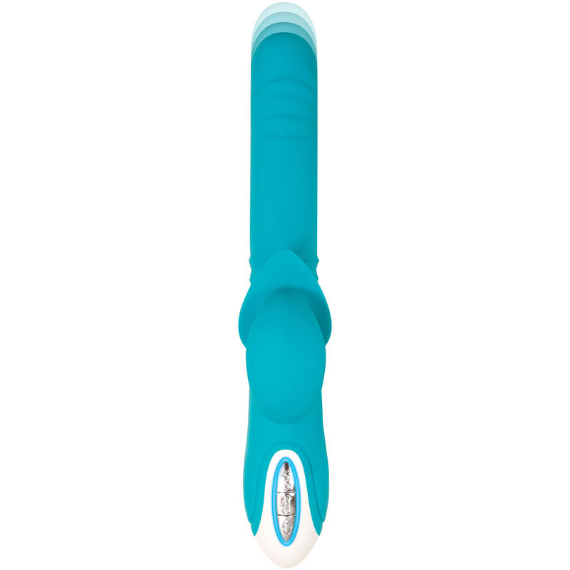 Evolved The Show Stopper - Teal 23.5 cm Thrusting Rabbit Vibrator