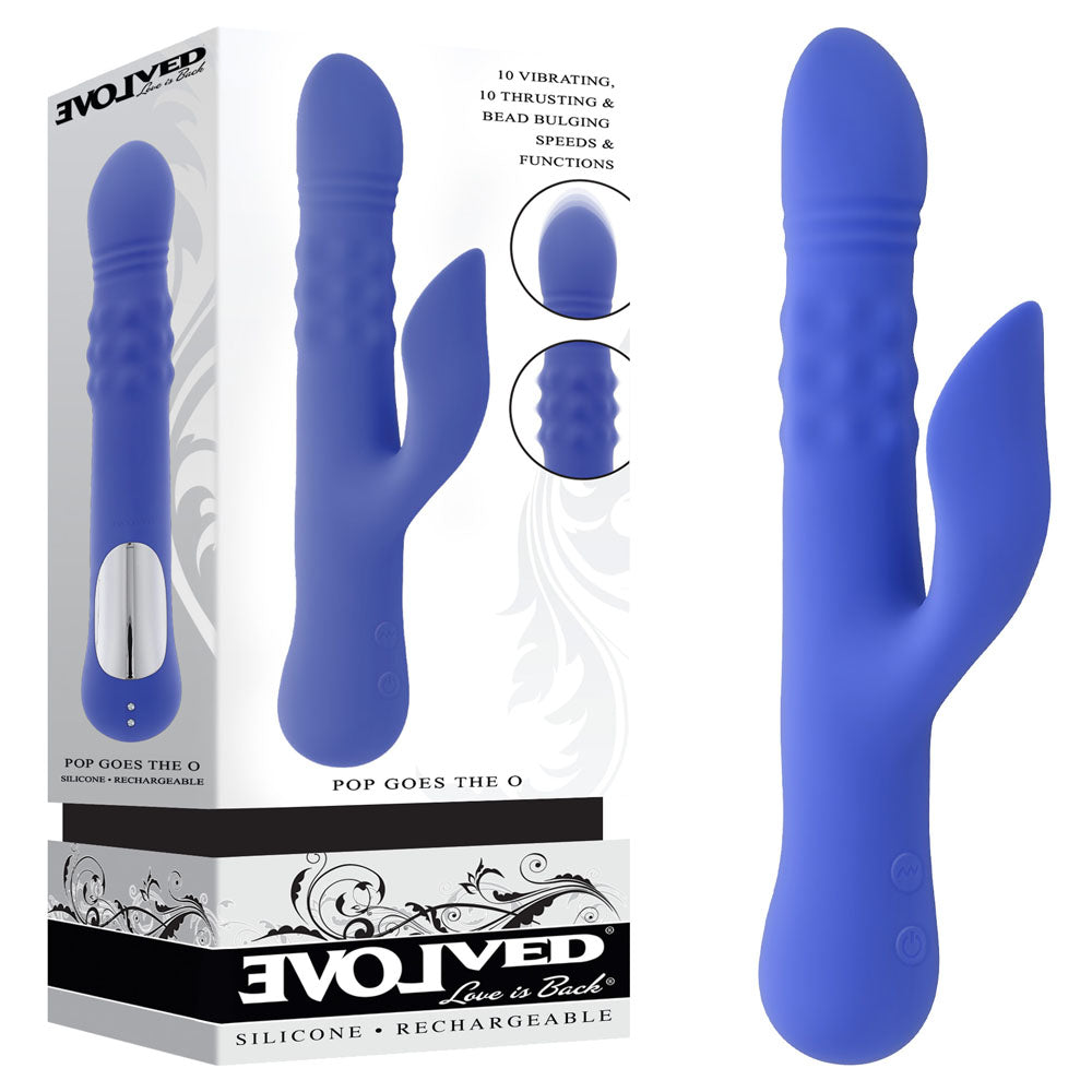 Evolved Pop Goes The O 24.7 cm USB Rechargeable Thrusting and Bulging Rabbit Vibrator Purple VIBRATORS-RABBIT