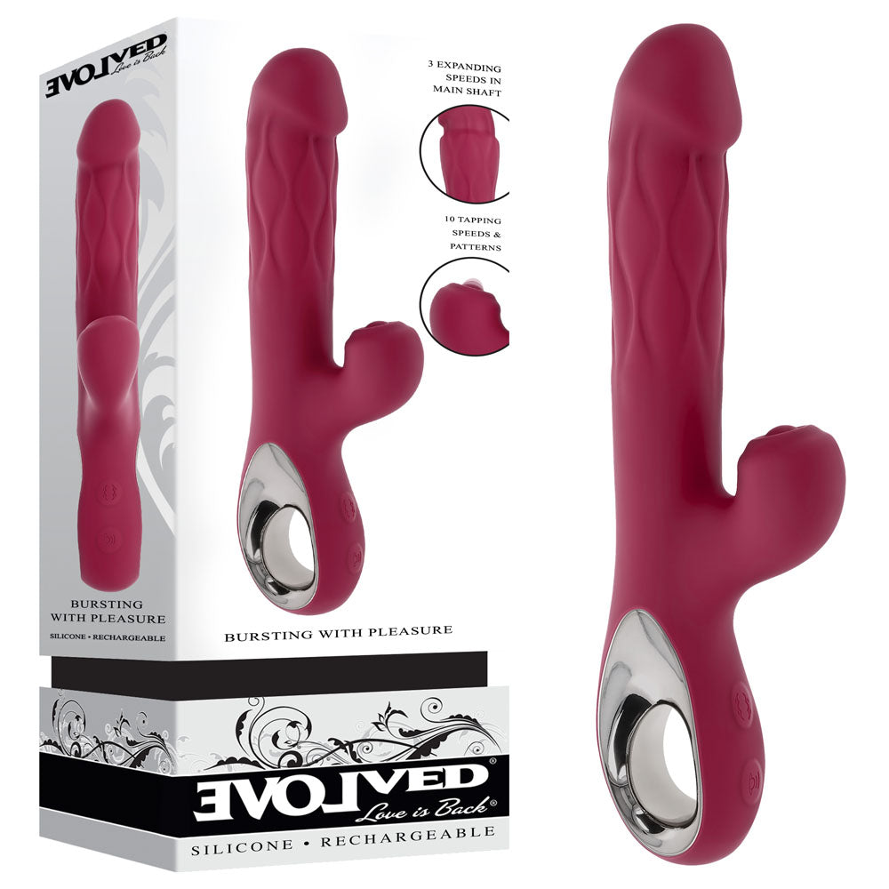 Evolved Bursting With Pleasure 25.4cm USB Rechargeable Dual Vibrator Red > Vibrators > Ladies > Rabbit