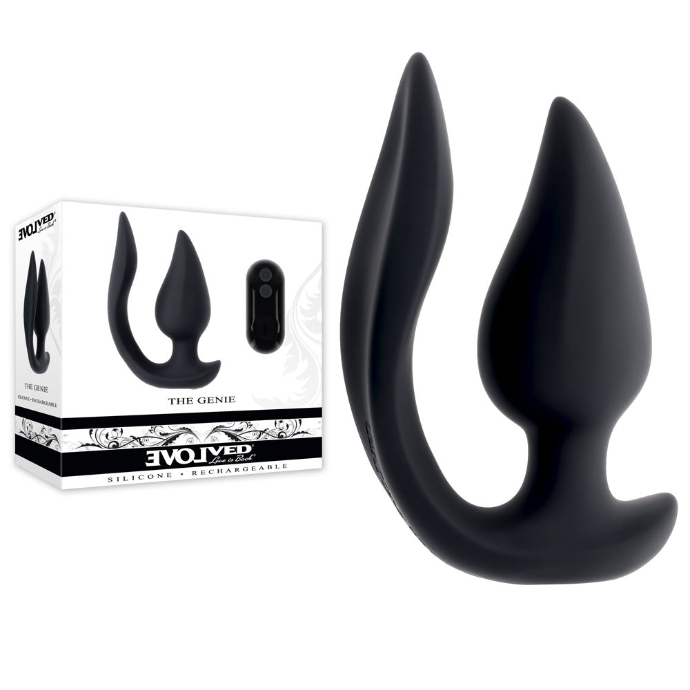 Evolved The Genie – USB Rechargeable Slim Vibrating Plug with Wireless Remote Black > Anal Range > Anal Probes