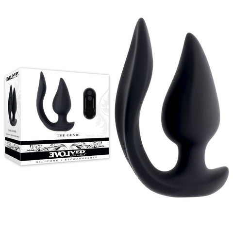 Evolved The Genie – USB Rechargeable Slim Vibrating Plug with Wireless Remote Black > Anal Range > Anal Probes