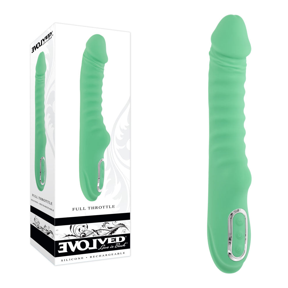 Evolved Full Throttle (Mint) – USB Rechargeable Heated Vibrator 24.1 cm Green > Vibrators > Standard Vibrators Main image
