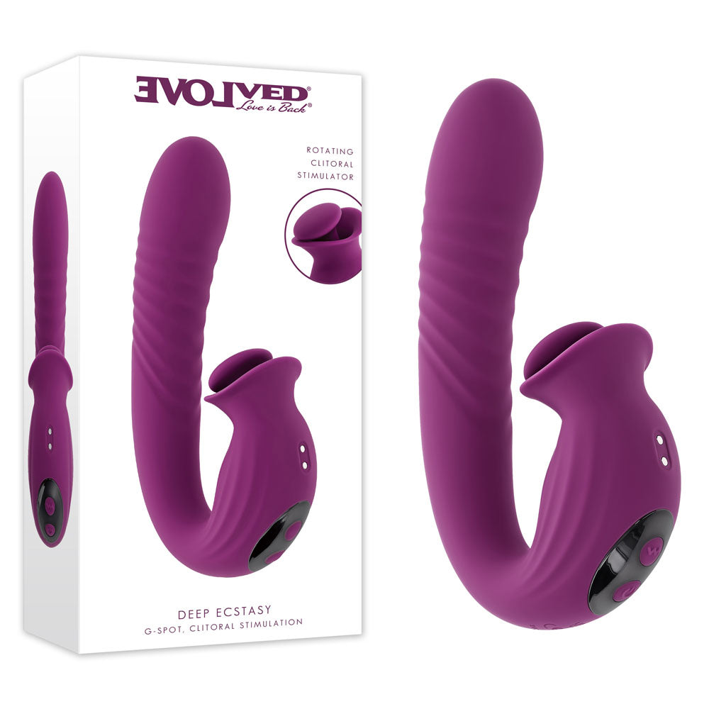 Evolved Deep Ecstasy – USB Rechargeable 16.5cm Thrusting Vibrator Purple > Sex Toys For Ladies > Clitoral Vibrators and Stimulators Main image