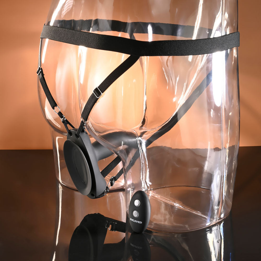Evolved Come Closer 9.5 cm – USB Rechargeable Remote-Controlled Vibrating Strap-On Vibrator > Dildos > Strap On Dildos