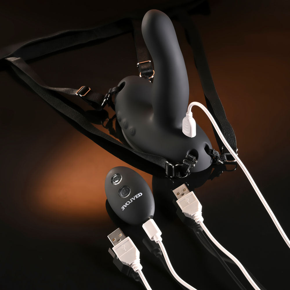 Evolved Come Closer 9.5 cm – USB Rechargeable Remote-Controlled Vibrating Strap-On Vibrator > Dildos > Strap On Dildos