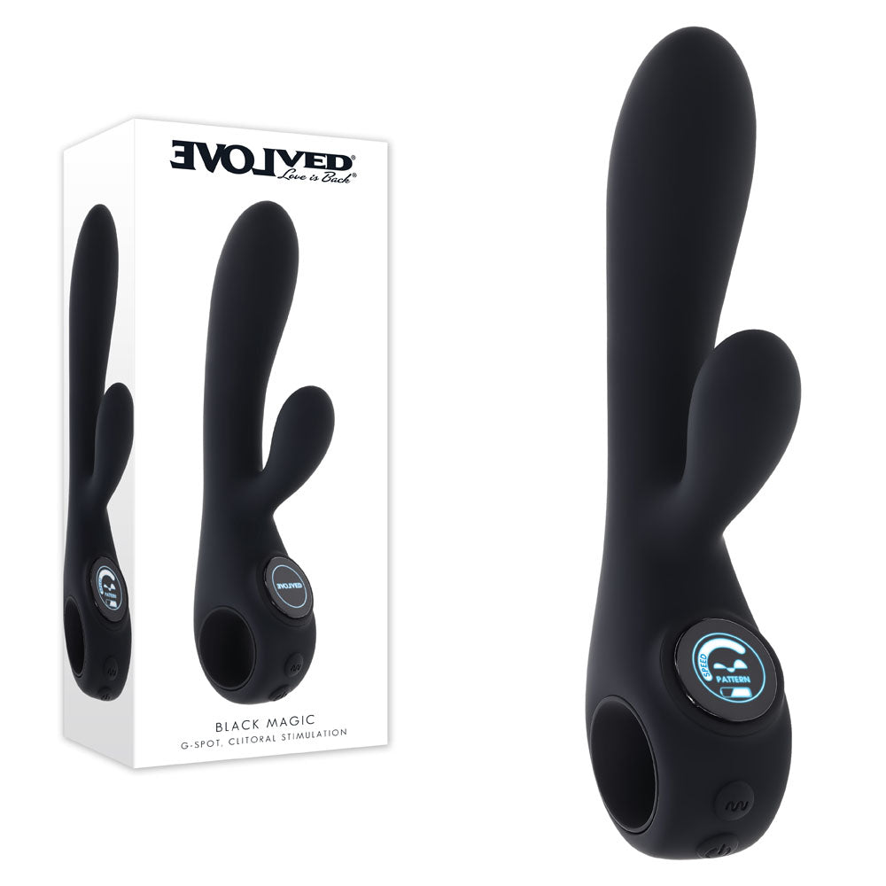 Evolved MAGIC - 20 cm USB Rechargeable Rabbit Vibrator with LED Screen Black > Vibrators > Ladies > Rabbit Main image