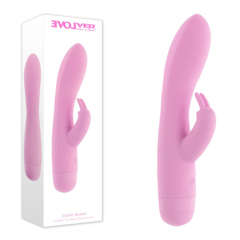 Evolved Cushy Bunny – USB Rechargeable Rabbit Vibrator 19.1 cm Pink > Vibrators > Ladies > Rabbit