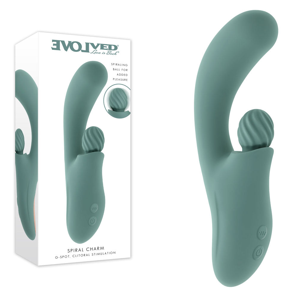 Evolved SPIRAL CHARM - 18 cm USB Rechargeable Rabbit Vibrator Green > Vibrators > Ladies > Rabbit Main image