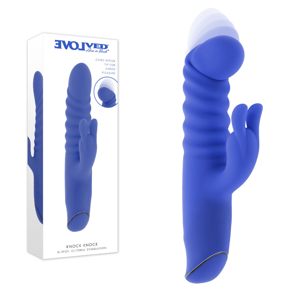 Evolved KNOCK KNOCK - 22.9 cm USB Rechargeable Rabbit Vibrator with Flicking Head Purple > Vibrators > Ladies > Rabbit Main image