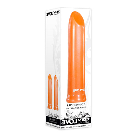 Evolved Lip Service Orange 10 Centimeter USB Rechargeable Lipstick Vibrator BULLETS