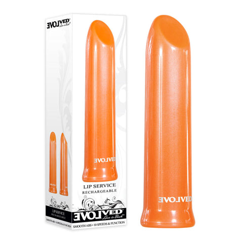 Evolved Lip Service Orange 10 Centimeter USB Rechargeable Lipstick Vibrator Orange BULLETS