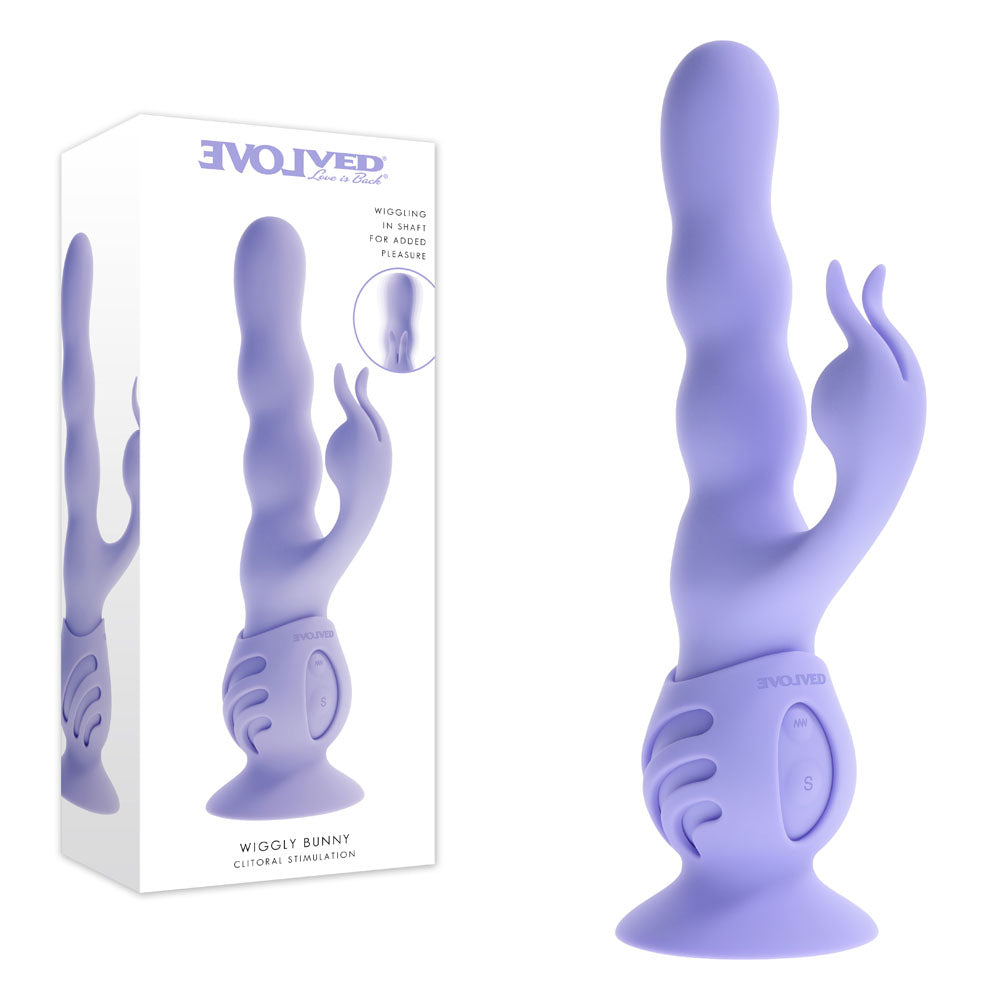 Evolved Wiggly Bunny – USB Rechargeable Rabbit Vibrator with Suction Base Purple > Vibrators > Ladies > Rabbit Multi Main image