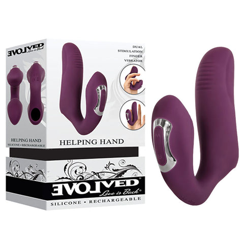 Evolved Helping Hand - USB Rechargeable Dual Finger Stimulator Purple Finger Stimulator