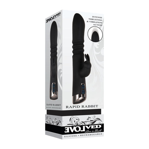 Evolved Rapid Rabbit 25.4 cm USB Rechargeable Thrusting Vibrator VIBRATORS-RABBIT-MULTI