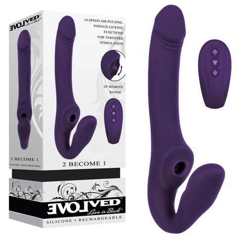 Evolved 2 BECOME 1 23.5 cm USB Rechargeable Strapless Strap-On Purple > Realistic Dildos and Vibes > Strapless Strap Ons