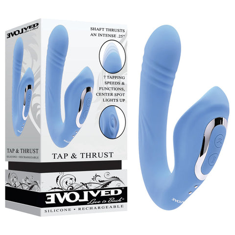 Evolved Tap and Thrust USB Rechargeable Dual Vibrator Blue VIBRATORS