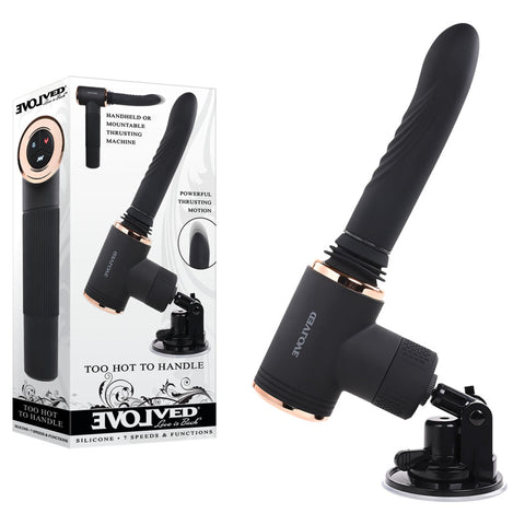 Evolved TOO HOT TO HANDLE Thrusting Vibe 7 Speed USB Rechargeable Black DONGS Thrusting