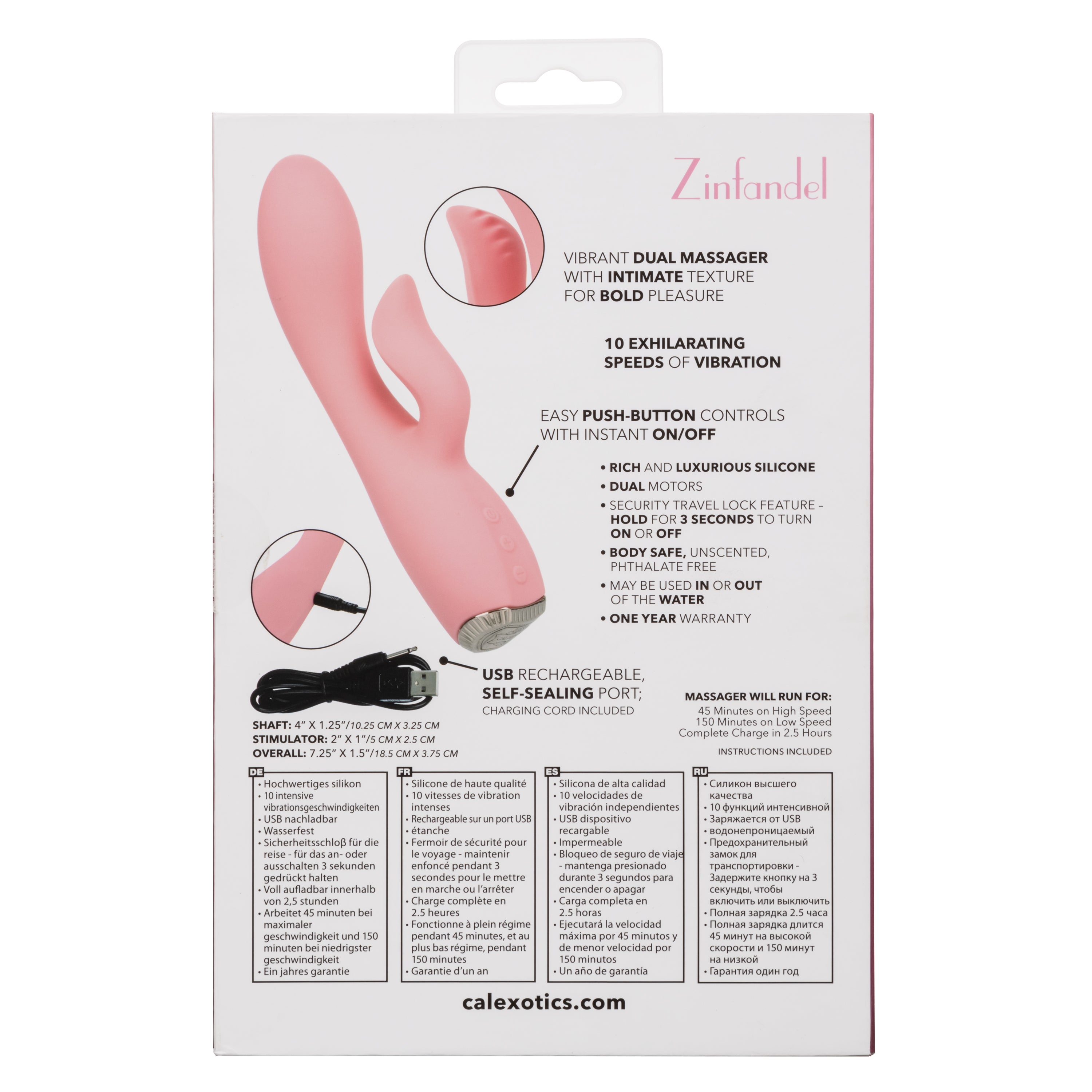 Uncorked Zinfandel 6 Inch Pink Dual Massager | Textured Teaser > Vibrators > Ladies > Rabbit