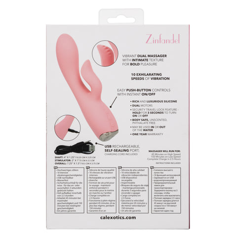Uncorked Zinfandel Pink Dual Massager with Textured Teaser and 10 Speeds Silicone Vibrator > Vibrators > Ladies > Rabbit