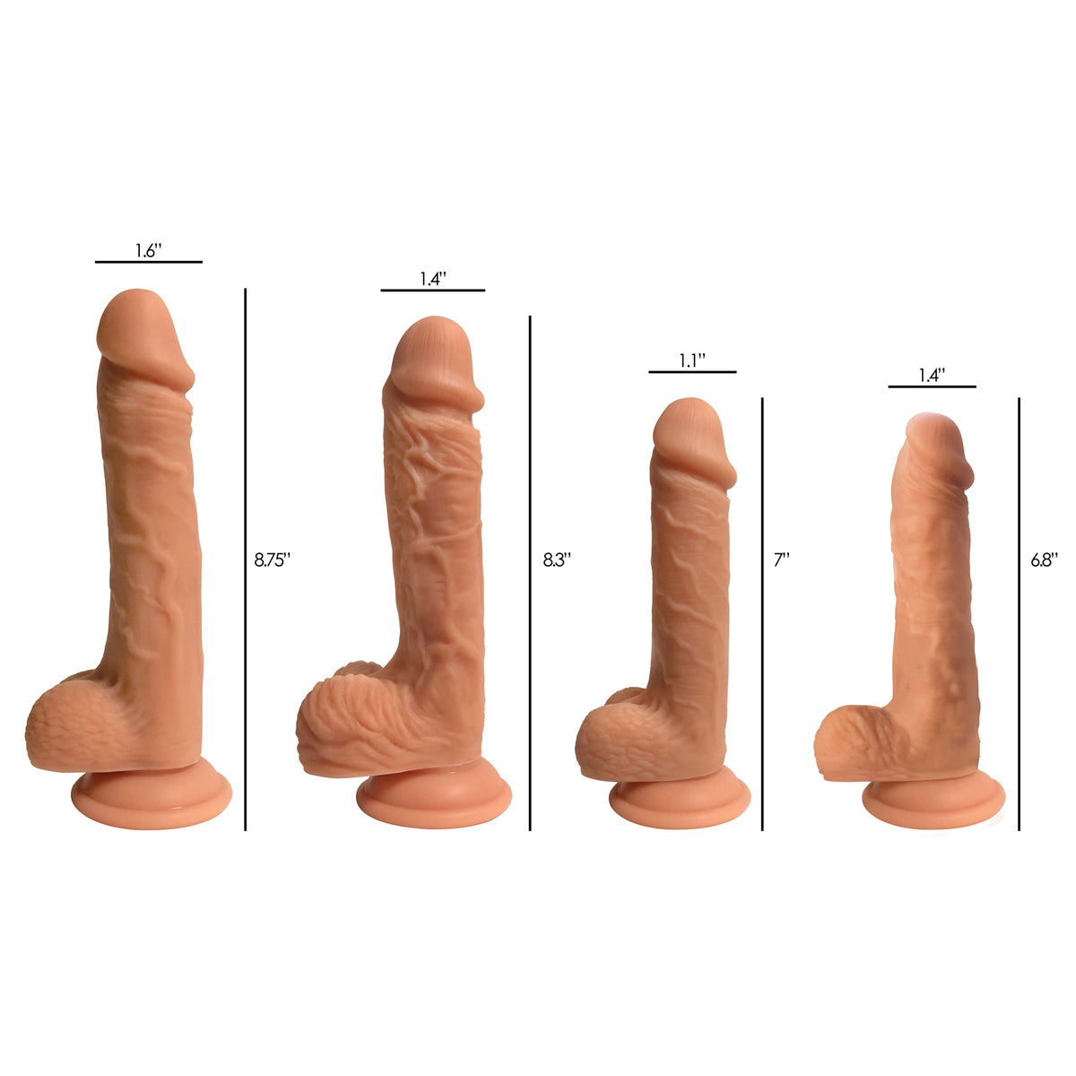 Easy Riders 8 Inch Dual Density Flesh Silicone Dildo with Balls and Suction Cup > Dildos > Realistic Dildos