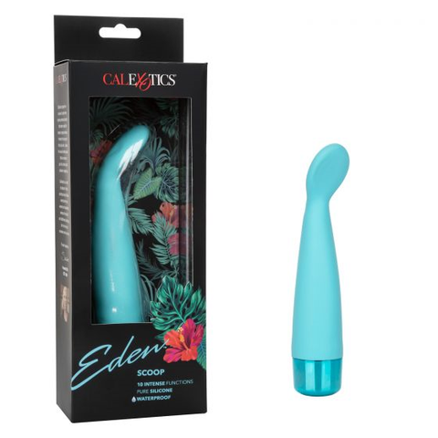 Eden Scoop Flexible Blue Silicone Massager with 10 Vibration Functions and Waterproof Design Finger Stimulator