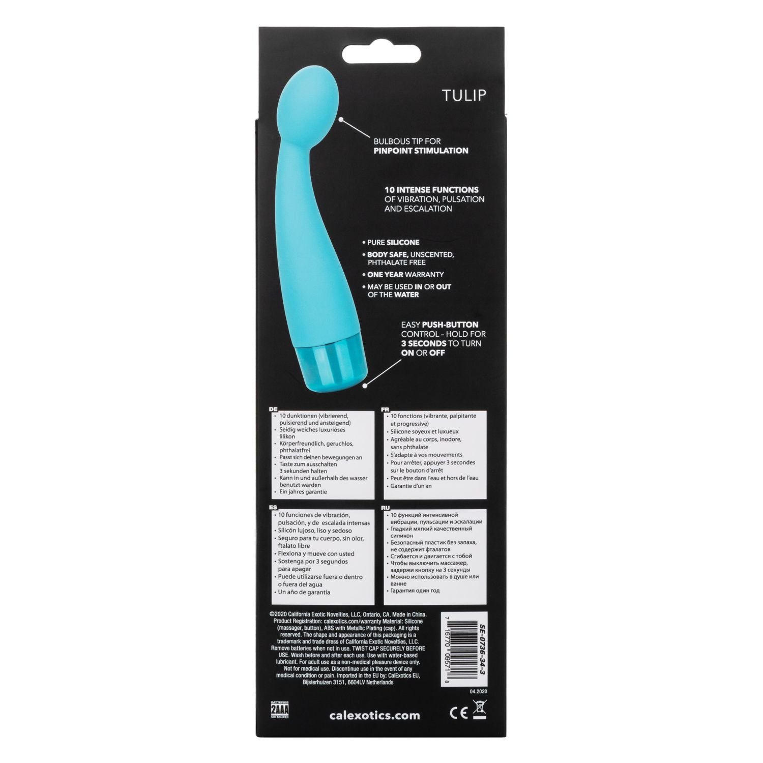 Eden Tulip Flexible Blue Silicone Vibrator with 10 Intense Functions and Waterproof Design Rose Stimulators