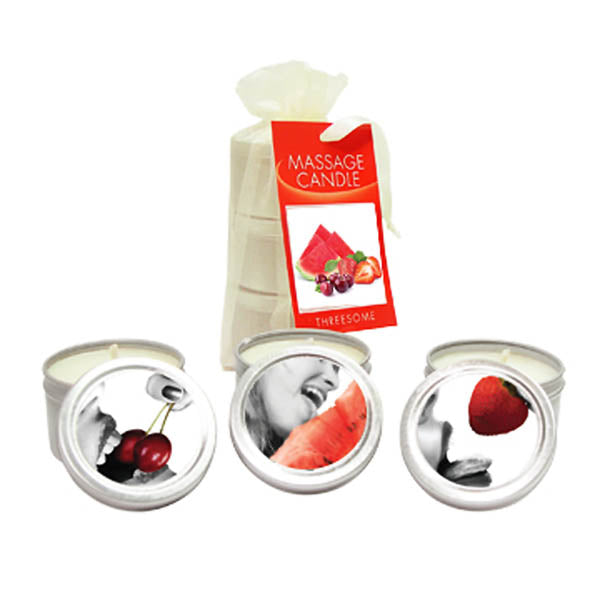 Edible Massage Candle Threesome Cherry Strawberry Melon Flavored Candles 3 Pack > Candles > Massage