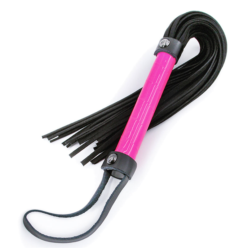 Electra Flogger Whip in Pink and Black - High Quality PU Synthetic and Microfibre > Bondage Gear > Whips & Floggers