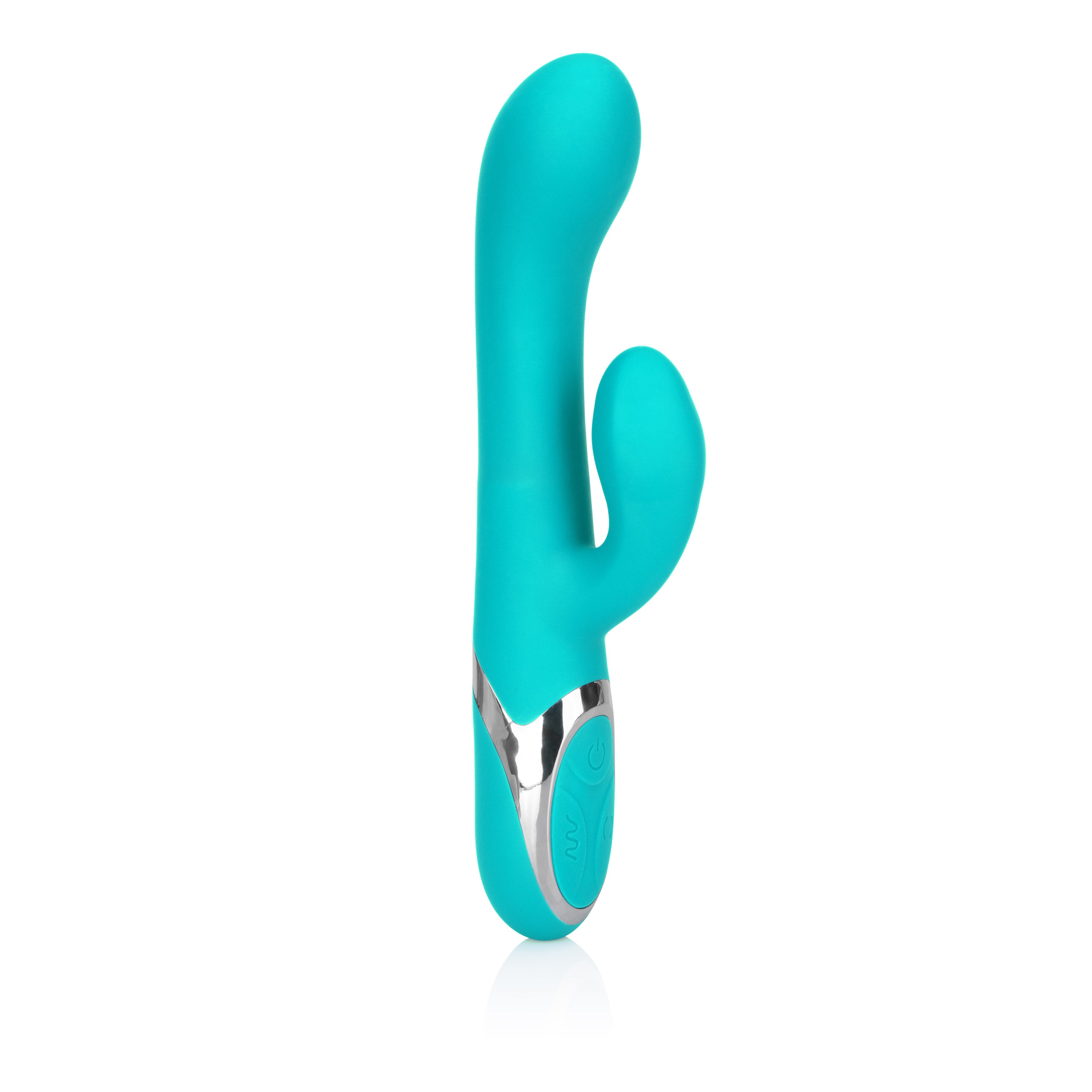 Enchanted Lover Vibrating Massager with Rotating Beads and Clitoral Stimulator in Teal Silicone > Vibrators > Ladies > Rabbit Main image