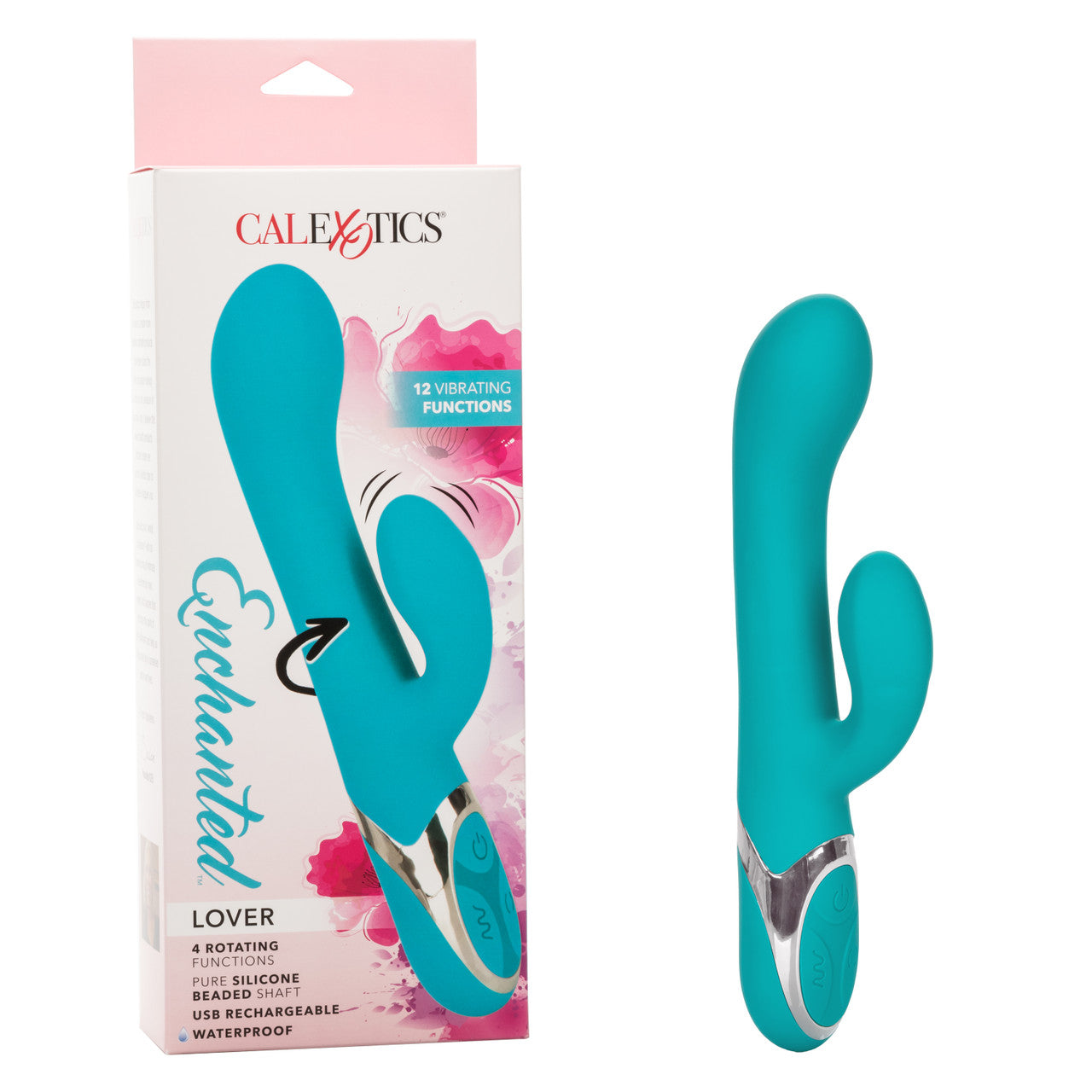 Enchanted Lover Vibrating Massager with Rotating Beads and Clitoral Stimulator in Teal Silicone > Vibrators > Ladies > Rabbit