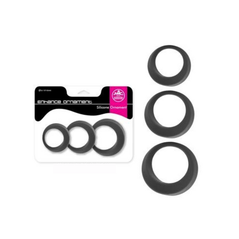 Enhance Ornament C-Rings Set of 3 Silicone Rings in Grey COCK RING Set