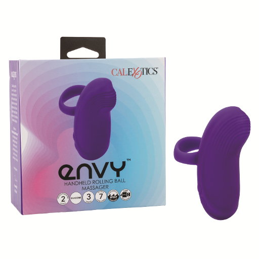 Envy™ Handheld Rolling Ball Massager Purple Silicone Waterproof with 3 Speeds and 7 Functions, USB Rechargeable, 60 to 100 Minutes Runtime Finger Stimulator