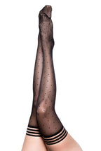 Kixies Ally Size C Thigh Highs with Vintage Polka Dot Design Black > Clothes > Hosiery > Stockings